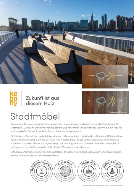 Flyer Stadtmöbel / Parkbänke mit Kebony  - individuell anpassbar