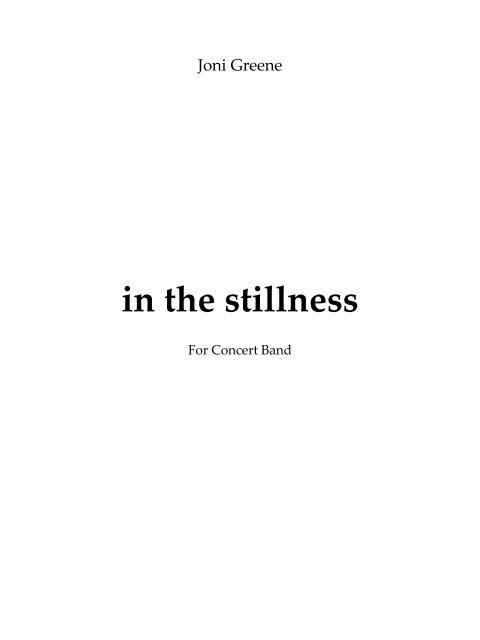 in the stillness.score