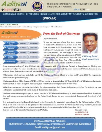 Aadityavat (WICASA) - Ahmedabad Branch of WIRC of ICAI