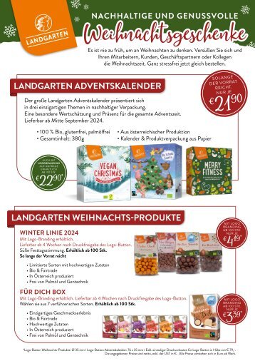 Landgarten Bio Werbemittel Adventskalender-Weihnachtsideen