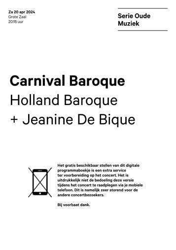 2024 04 20 Carnival Baroque - Holland Baroque + Jeanine De Bique