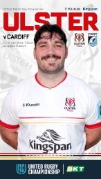 BKT-URC Ulster Rugby Match Day Programme v Cardiff