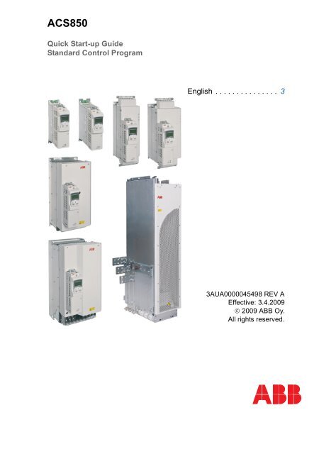 EN / ACS850 Quick Start-up Guide (Standard Control Program) - ABB