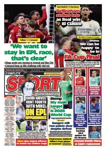 COMPLETE SPORTS - MONDAY, APRIL 22, 2024