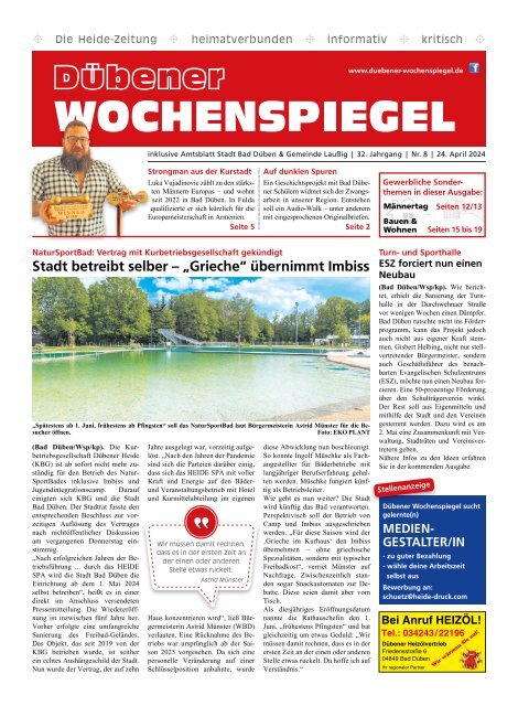 Dübener Wochenspiegel - Ausgabe 8 - Jahrgang 2024