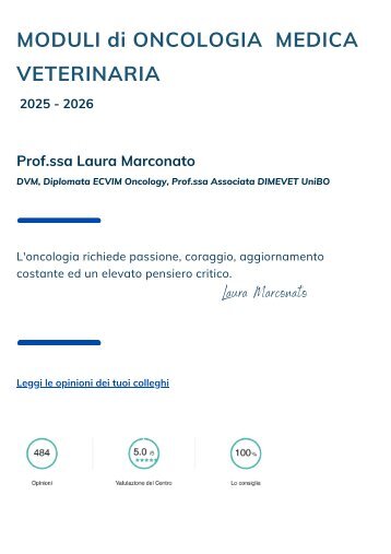 Brochure Moduli di Oncologia Medica Veterinaria 