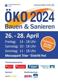 ÖKO 2024 - Bauen & Sanieren - 26. - 28. April im Messepark Trier