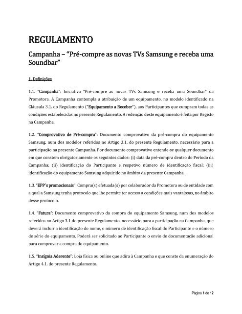 Regulamento Campanha Pré-Compra TVs ONE LAUNCH