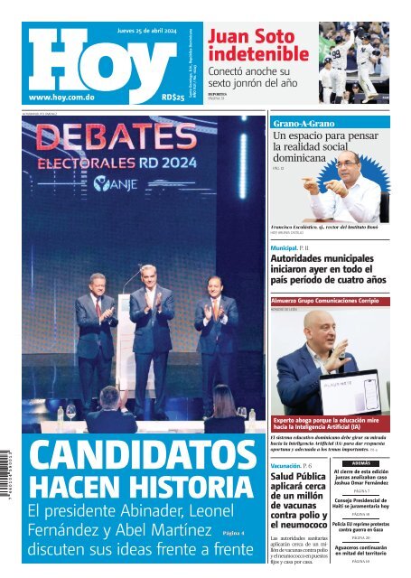 Edición impresa, jueves 25 de abril de 2024