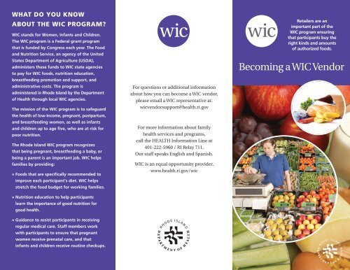 Becoming a WIC Vendor - Rhode Island Department of Health - RI.gov