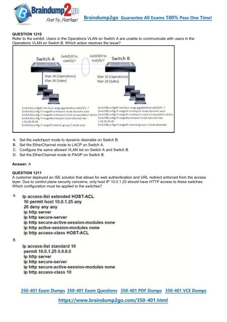 [April-2024]New Braindump2go 350-401 PDF and 350-401 VCE Dumps(1199-1220)