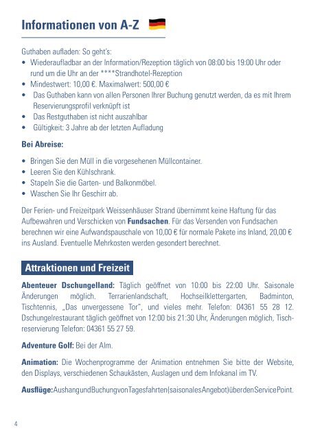 Weissenhäuser Strand Informationen von A-Z Broschüre 