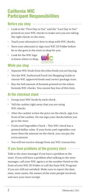 WIC Authorized Food List Shopping Guide - California Department ...