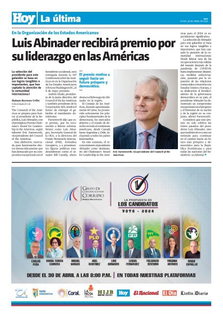 Edición impresa, lunes 29 de abril de 2024