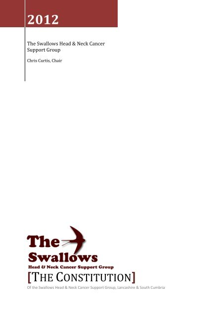 The Swallows Head & Neck Cancer Charity Constitution 2012