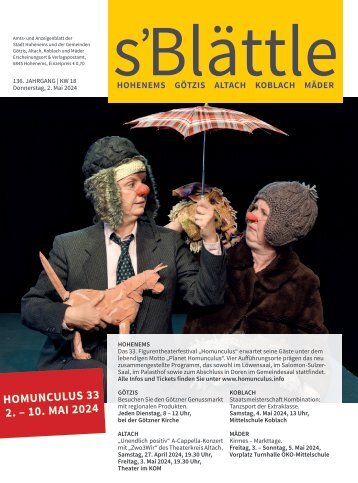 s'Blättle Nr. 18 - Do, 2. Mai 2024
