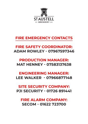 SAB - Health & Safety & Fire Alarms Information Sheets - A4