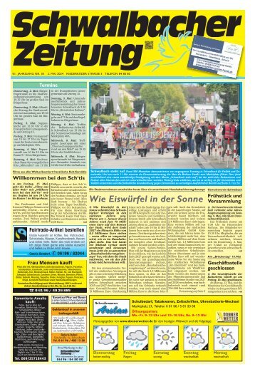 Schwalbacher Zeitung Ausgabe Kw 18-2024