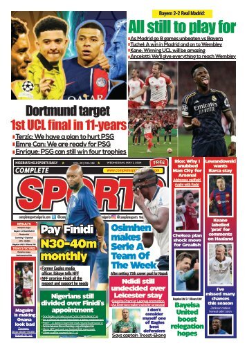 COMPLETE SPORTS - WEDNESDAY, MAY 1, 2024