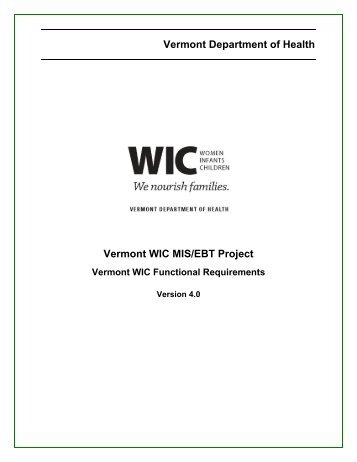 WIC MIS & EBT Functional Requirements - Vermont Department of ...