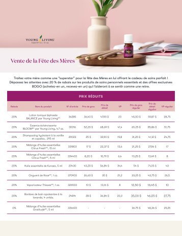 Brochure de vente pour la fête des Mères