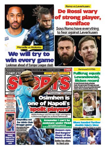 COMPLETE SPORTS - THURSDAY, MAY 2, 2024