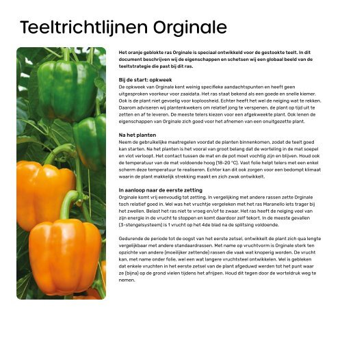 Teeltrichtlijnen Orginale