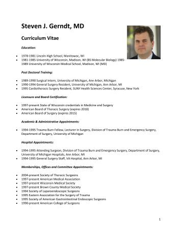 Steven J. Gerndt, MD Curriculum Vitae - Green Bay Cardiothoracic ...