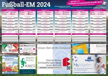 Fußball-EM-Planer 2024 für die Mainzer Stadtteile Gonsenheim, Finthen, Drais und Lerchenberg