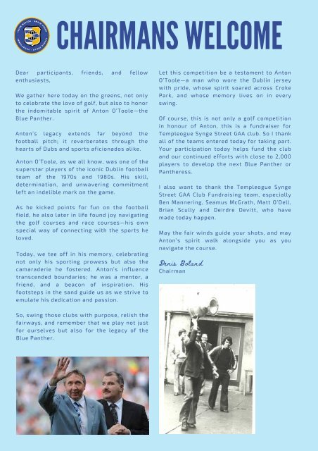 The Panther Returns Golf Day 2024 Programme