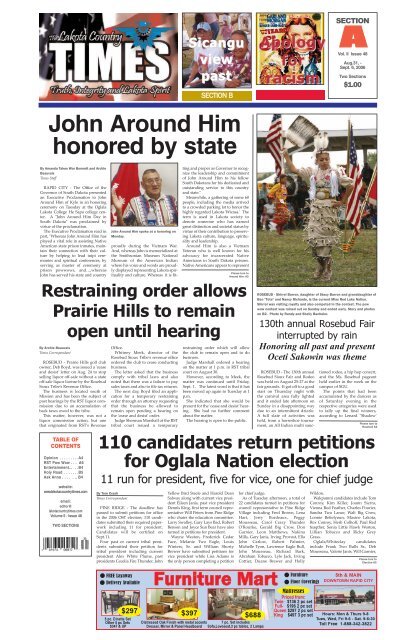 Verwonderlijk John Around Him honored by state - Lakota Country Times QB-32
