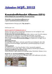 Nyhetsbrev sept. 2012 - Konstnärsförbundet Alliansen KFA