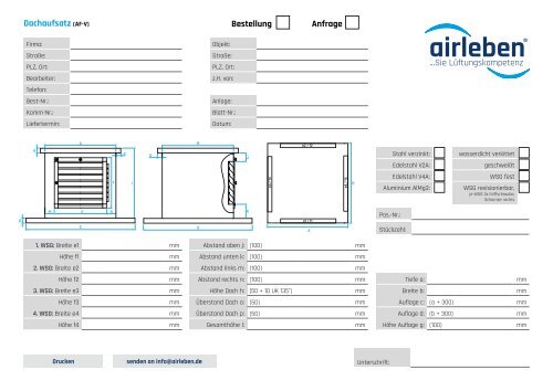 airleben Dachaufsatz AF-V Bestellformular