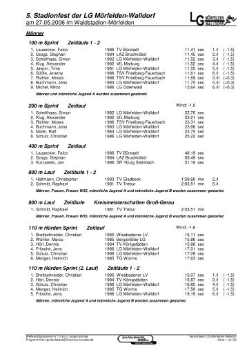 5. Stadionfest der LG Mörfelden-Walldorf - Leichtathletikweb.de