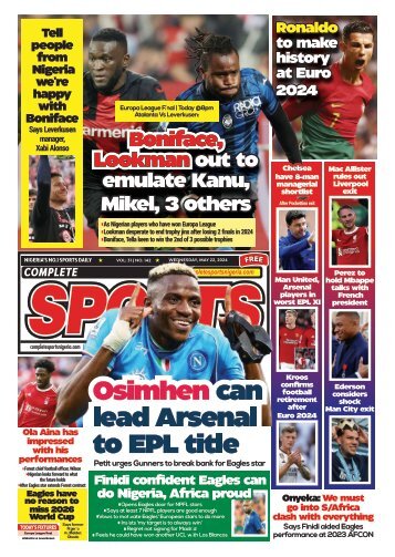 COMPLETE SPORTS - WEDNESDAY, MAY 22, 2024