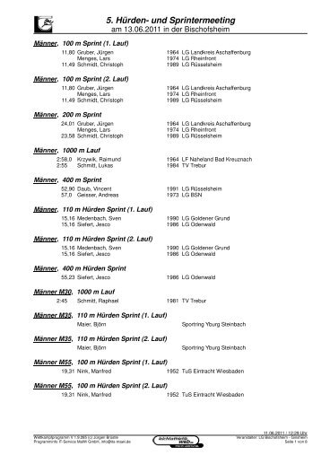 5. Hürden- und Sprintermeeting - LG Bischofsheim - Ginsheim