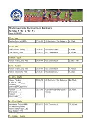 Stadionrekorde Sportzentrum Reinheim Schüler B ( M12 / M13 )