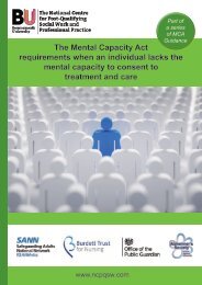 The Mental Capacity Act requirements when an individual lacks the mental capacity to consent to treatment and care