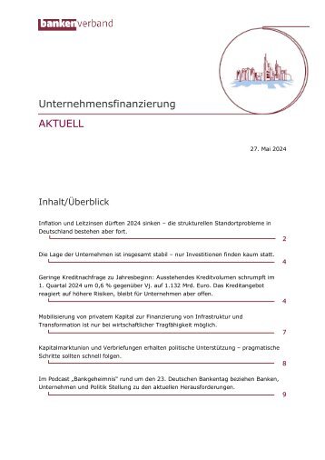 Unternehmensfinanzierung AKTUELL -  Mai 2024