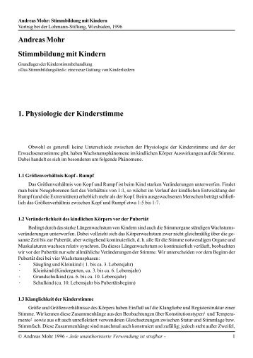 1. Physiologie der Kinderstimme - Kinderstimmbildung