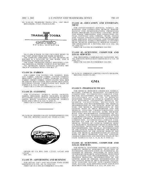 03 December 2002 - U.S. Patent and Trademark Office