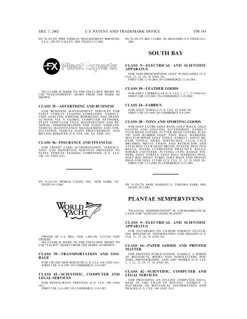 03 December 2002 - U.S. Patent and Trademark Office