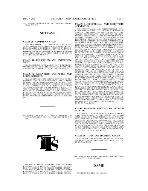 03 December 2002 - U.S. Patent and Trademark Office