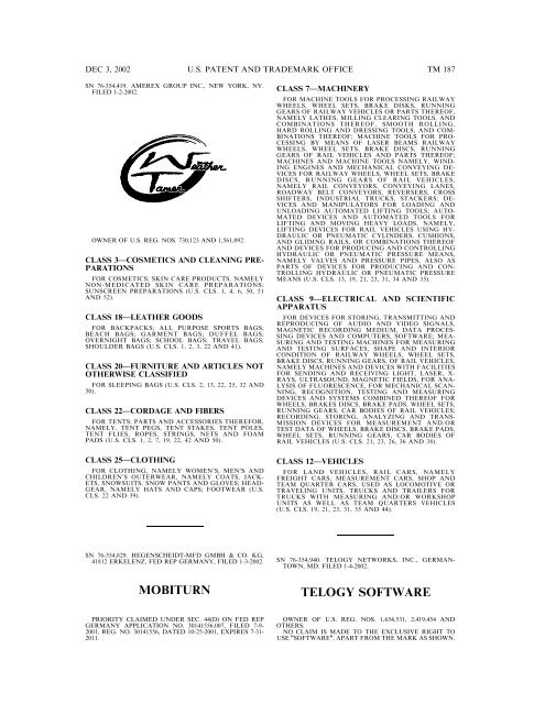 03 December 2002 - U.S. Patent and Trademark Office