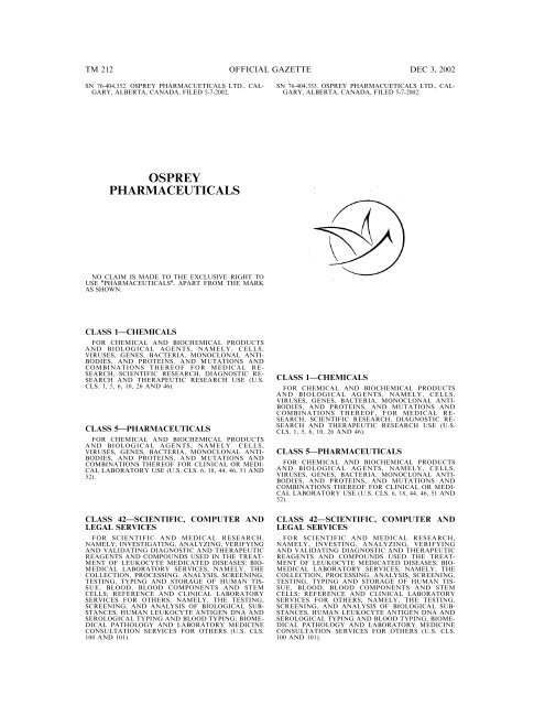 03 December 2002 - U.S. Patent and Trademark Office