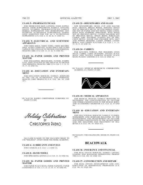 03 December 2002 - U.S. Patent and Trademark Office