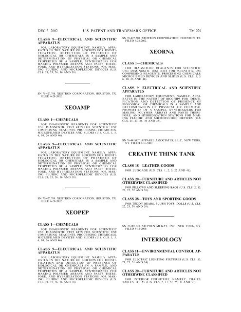 03 December 2002 - U.S. Patent and Trademark Office