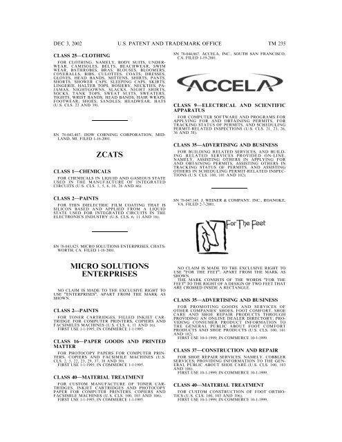 03 December 2002 - U.S. Patent and Trademark Office