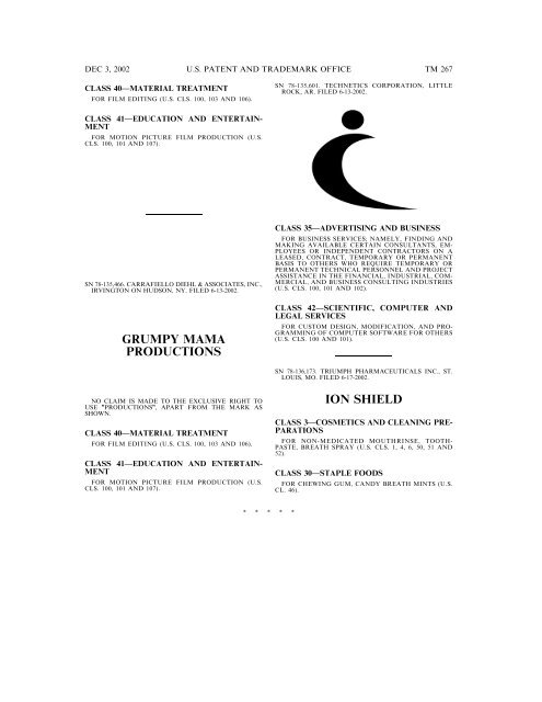 03 December 2002 - U.S. Patent and Trademark Office