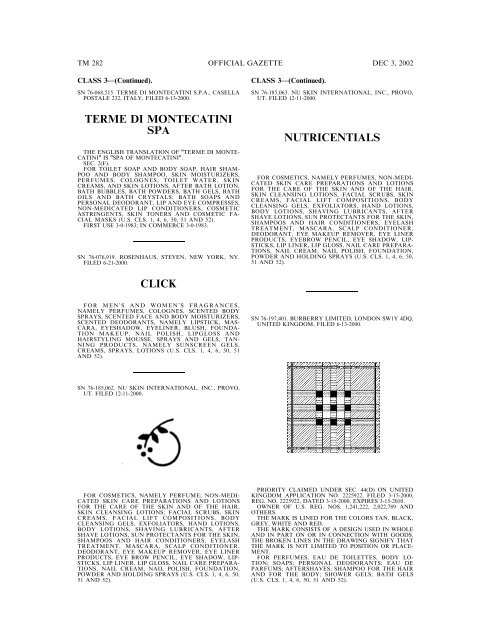 03 December 2002 - U.S. Patent and Trademark Office